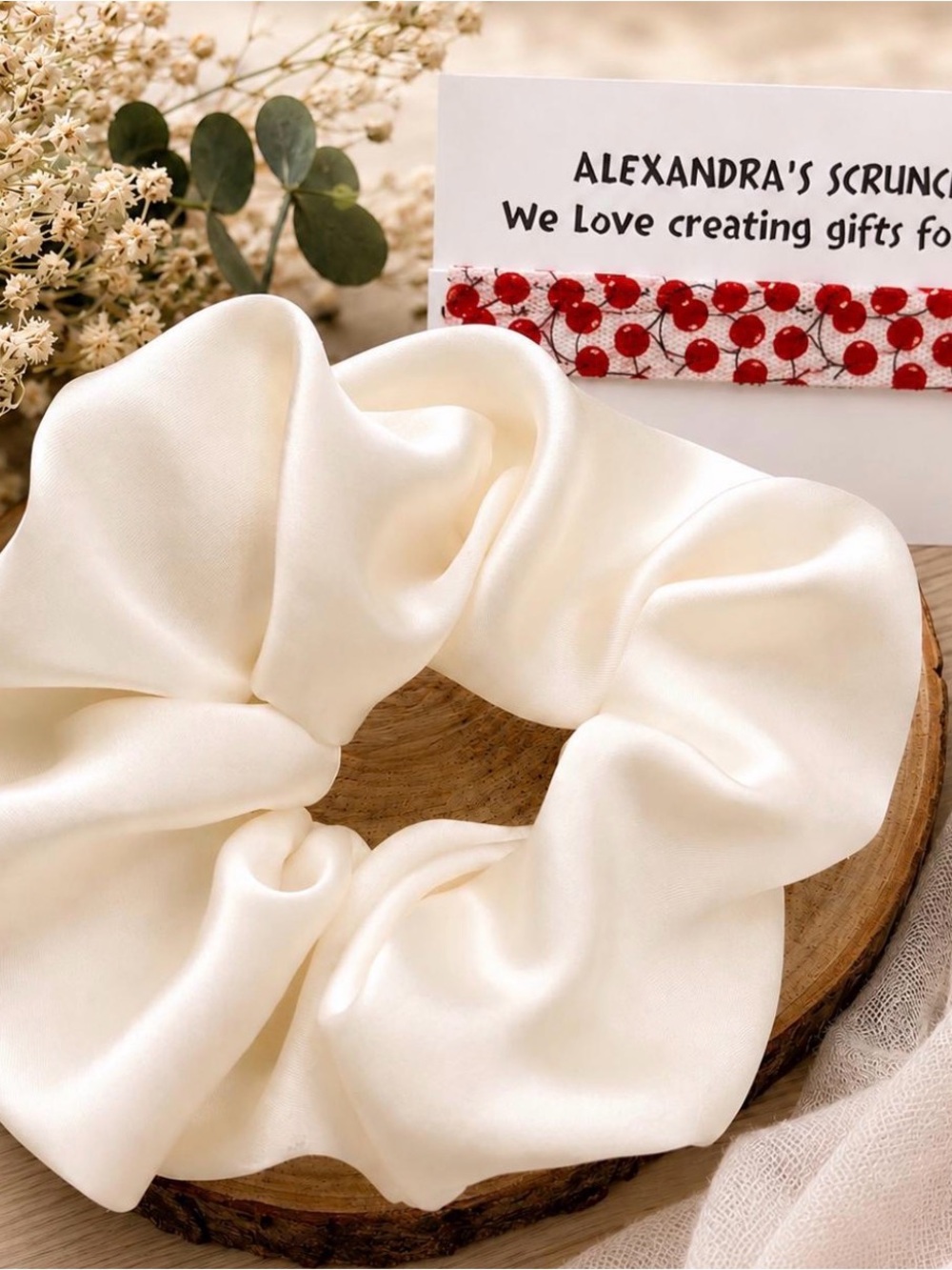 Ivory Silk Scrunchie